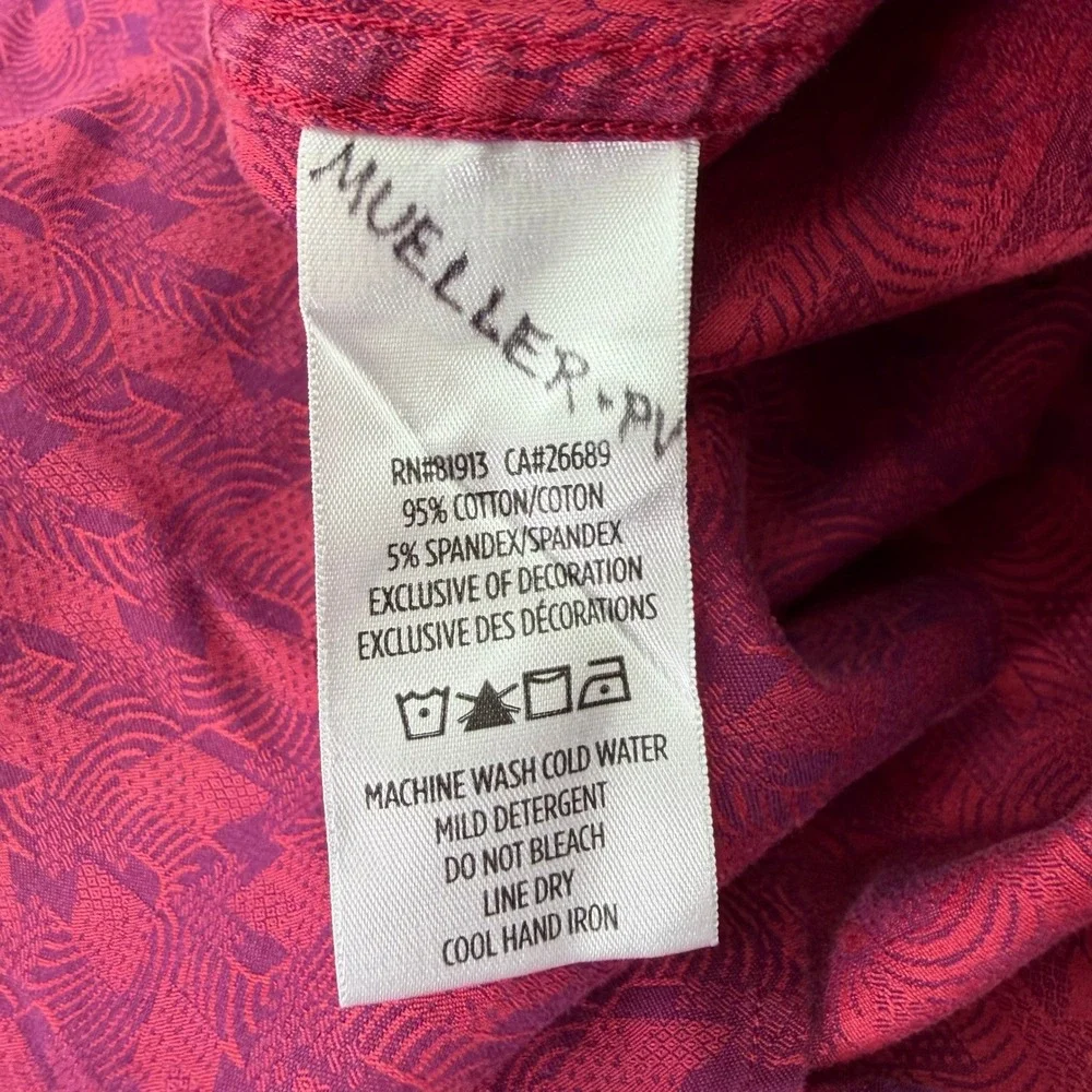 Robert Graham Shirt Mens 4XL Red Geometric Classic Fit Stretch Long Sleeve *READ